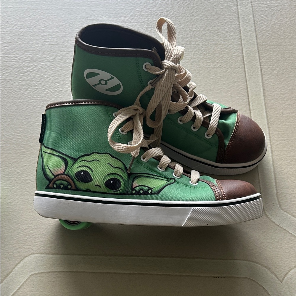 Green and Brown Kids High-Top Heelys